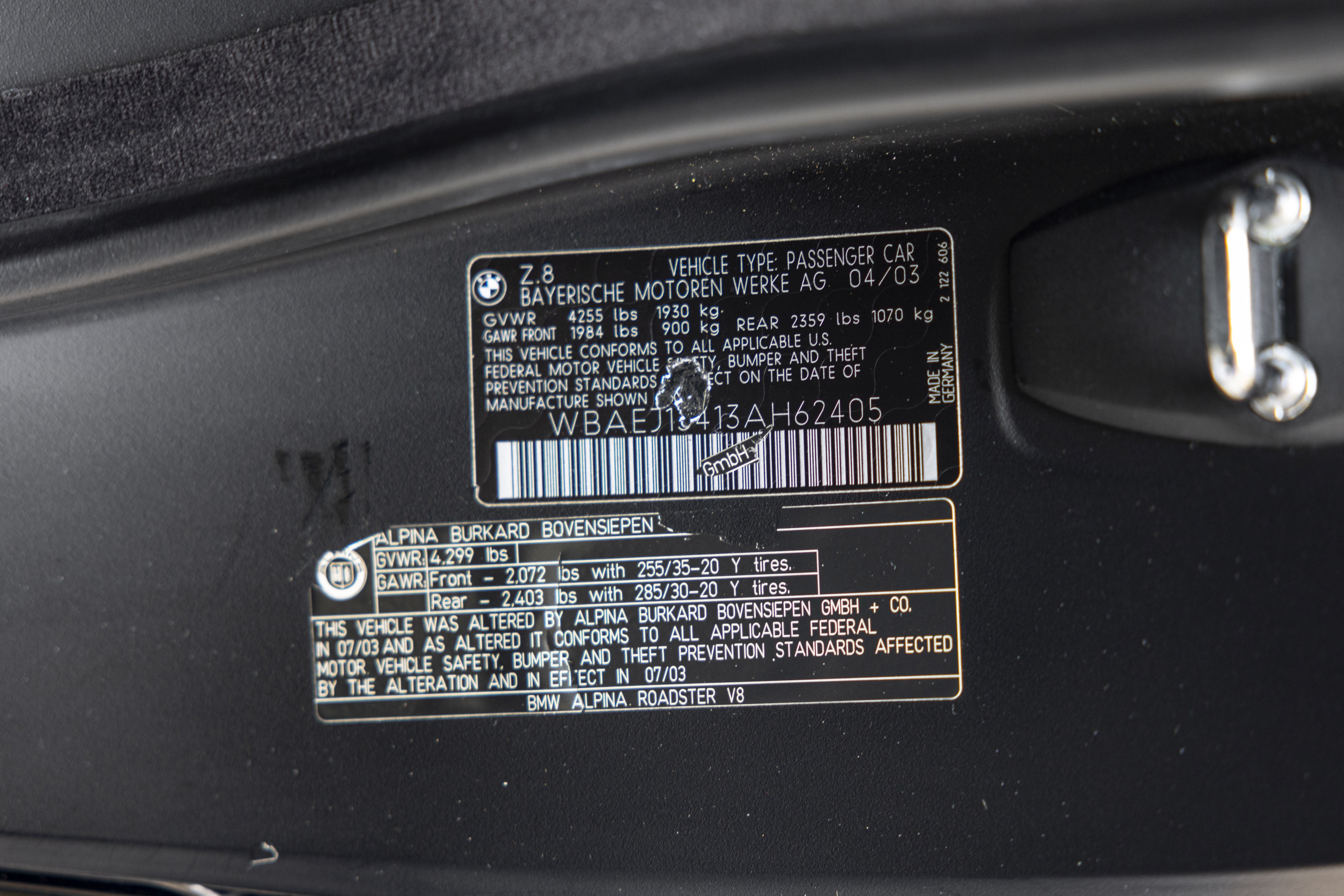 2006 BMW Alpina Z8 roadster with hardtop